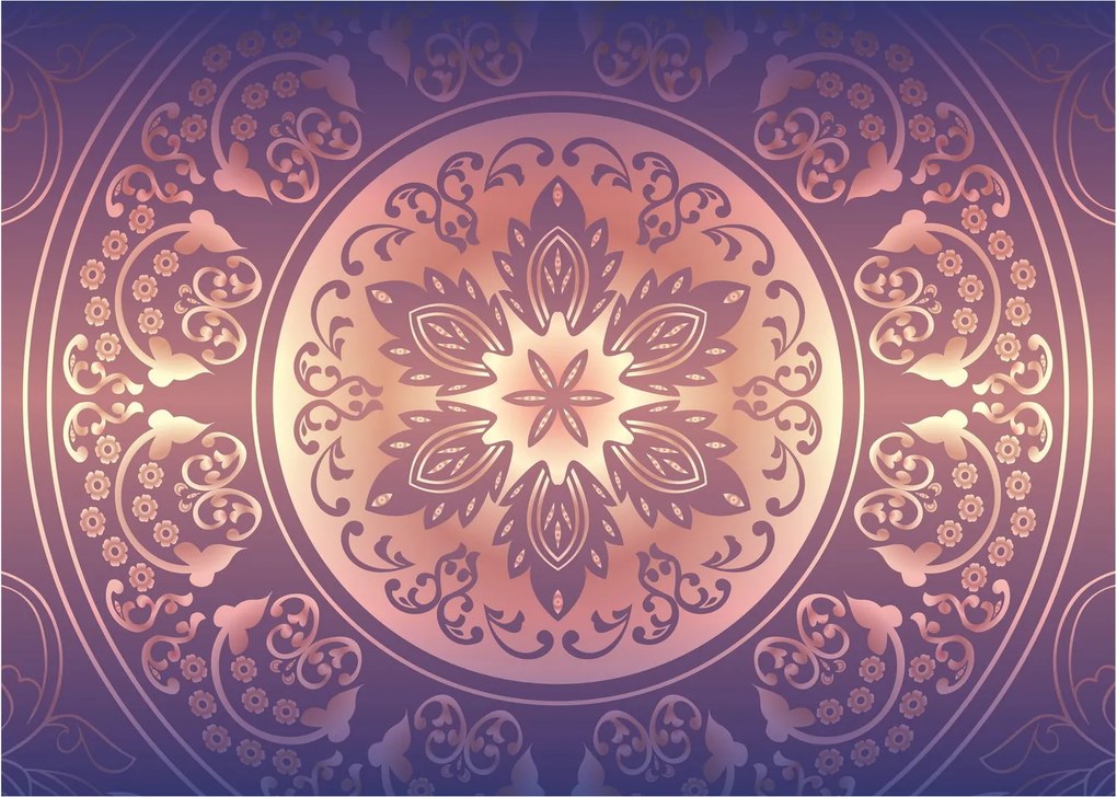Obraz na szkle - Mandala na fioletowym gradiencie (70x50 cm)