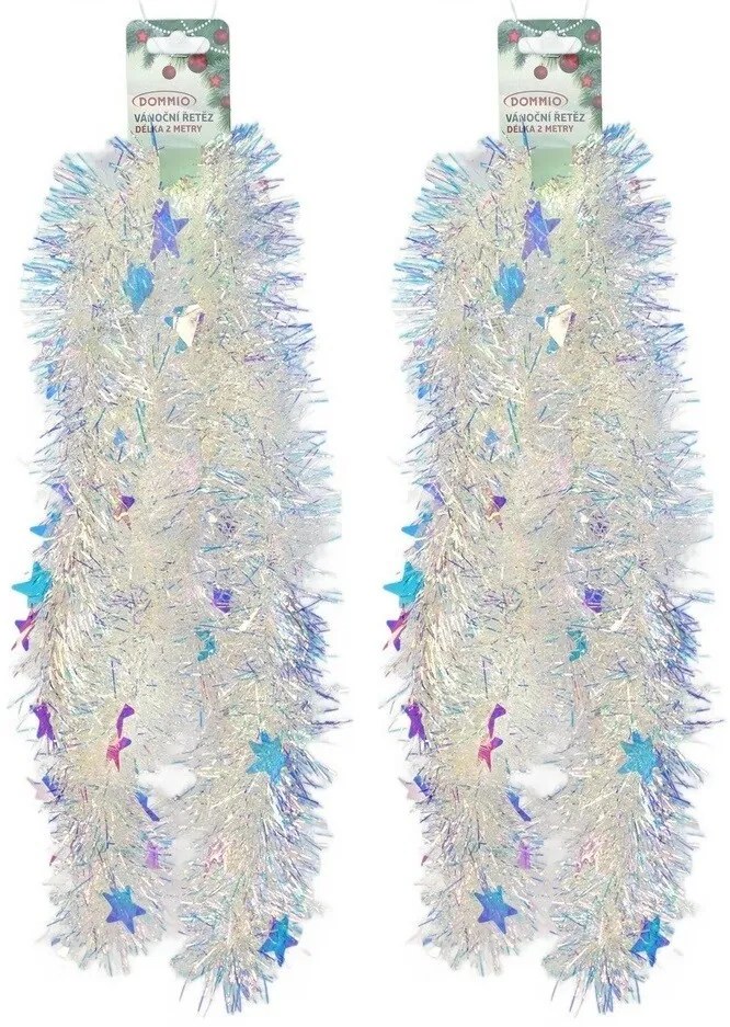 Bogaty łańcuch bożonarodzeniowy z efektem tęczy Stars, 2 m, ZESTAW 2 SZT.