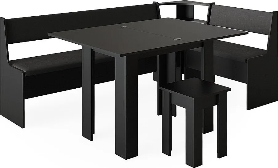 Grupa ławek narożnych czarny 210x120x80 roman