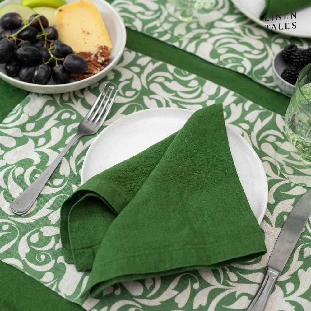 Lniana mata stołowa 35x45 cm Evergreen Damask – Linen Tales