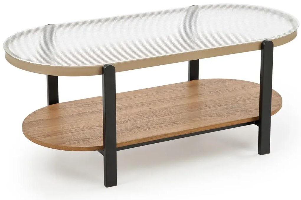 Ława owalna KAMALA 54x110 dąb naturalny/czarny HALMAR