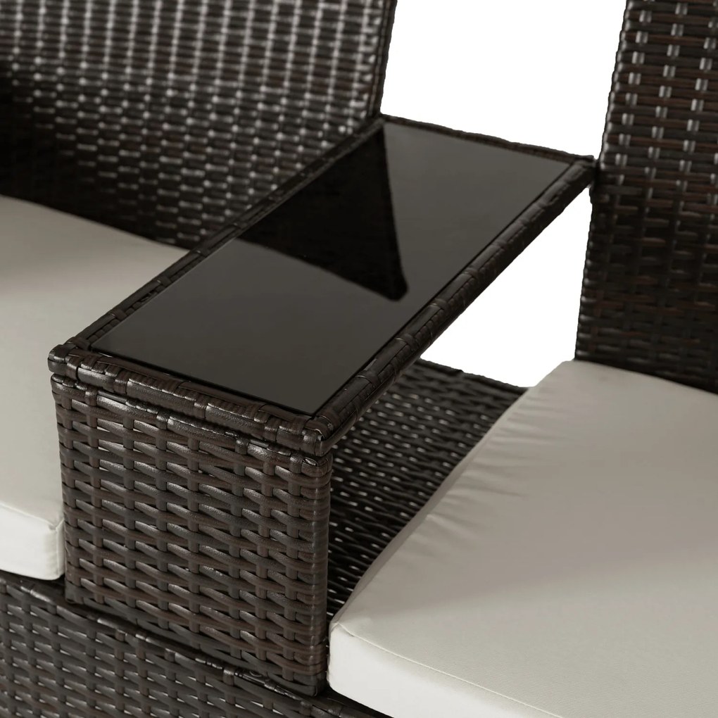 Sofa Ogrodowa Dwuosobowa ze Stolikiem KENT Technorattan Brązowa