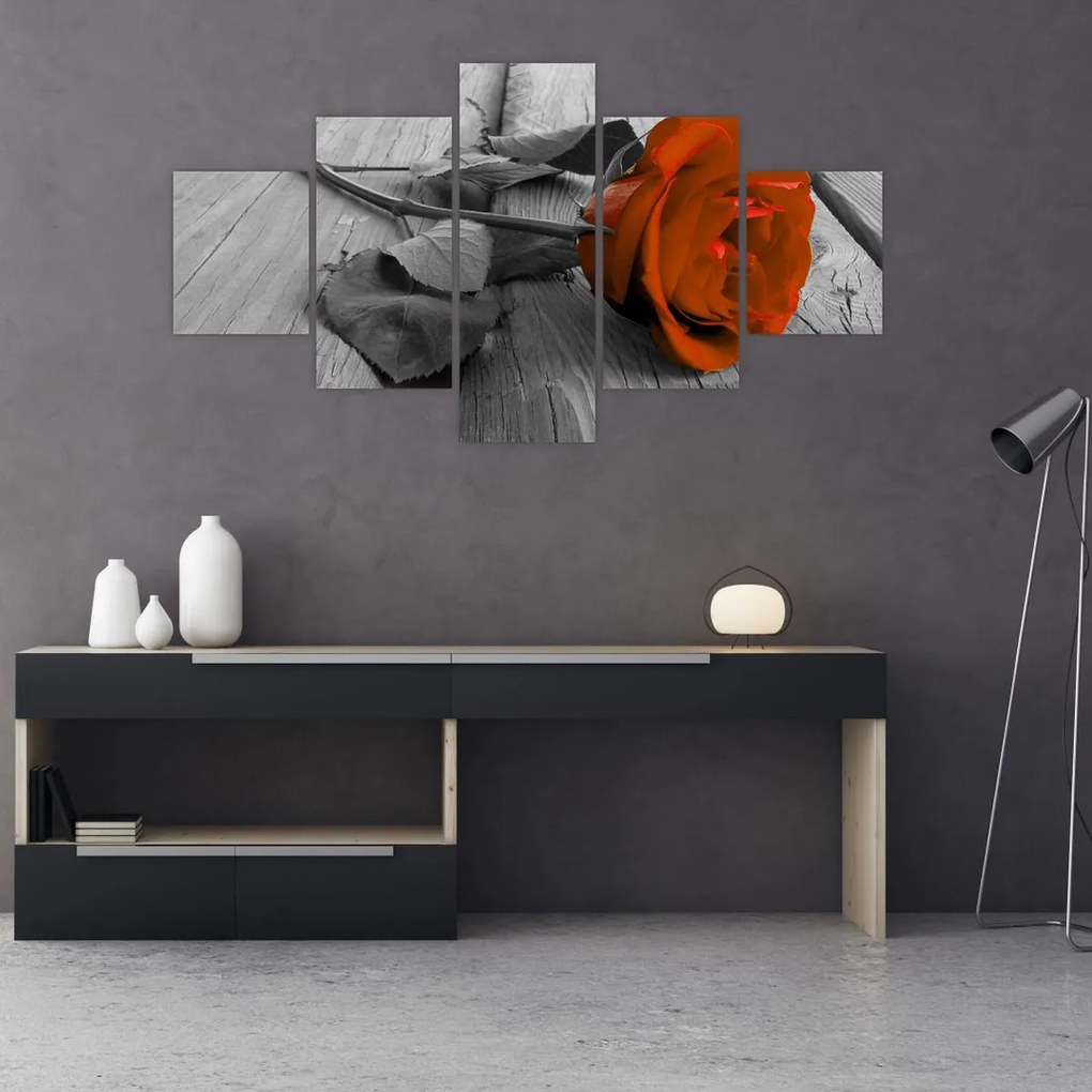 Obraz - Pomarańczowa róża (125x70 cm)