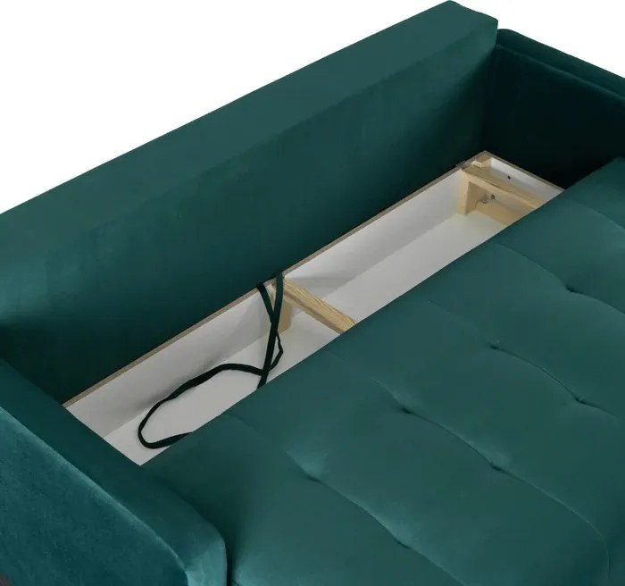 Sofa z Funkcją Spania SEUL Rozkładana Dwuosobowa Welurowa Zielona do Salonu