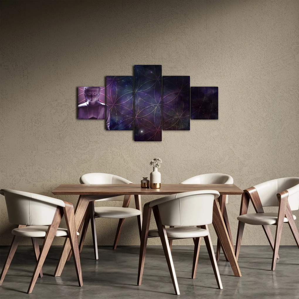 Obraz - Budda z kwiatami życia (125x70 cm)