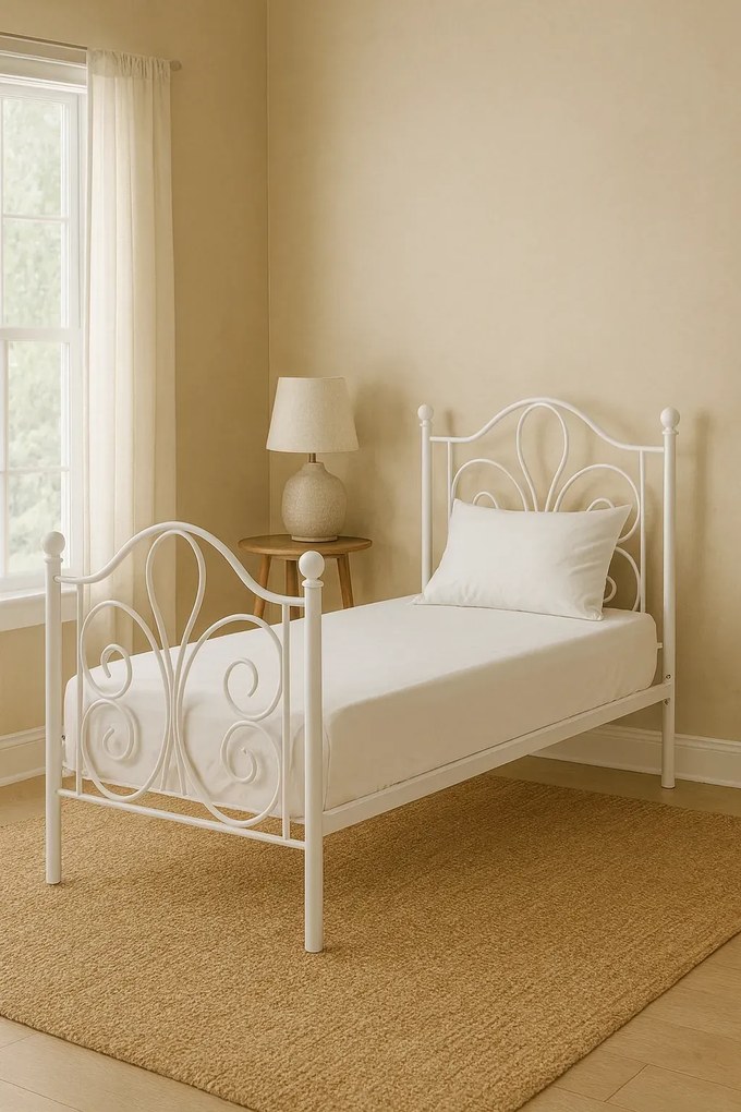 Białe łóżko jednoosobowe 90x200 cm K4-R47