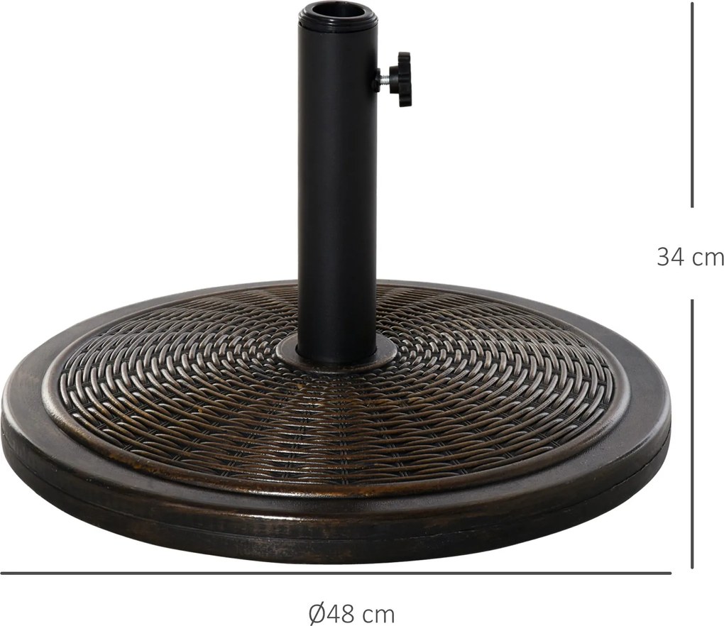 Outsunny Stojak na parasol z cementu 14 kg okrągły z rattanowym wzorem, uchwyt na parasol 35 mm/38 mm/48 mm | Aosom PL