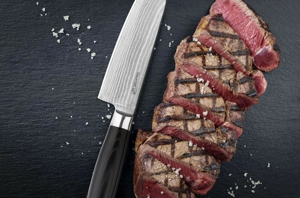 Zestaw noży G21 Gourmet Damascus w bambusowym bloku 3 szt. + kamień do ostrzenia