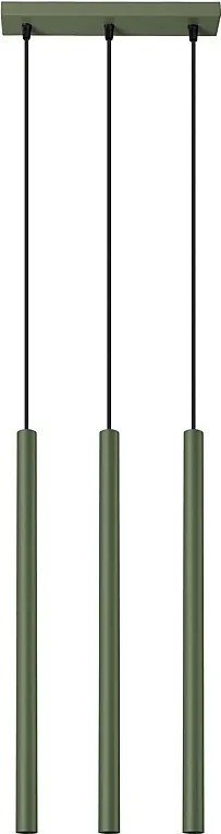 Lampa Wisząca Nowoczesny Pastelo, Stal - 3 Źródło - L.19.5 X H.104 Cm - Zielony Oliwkowy