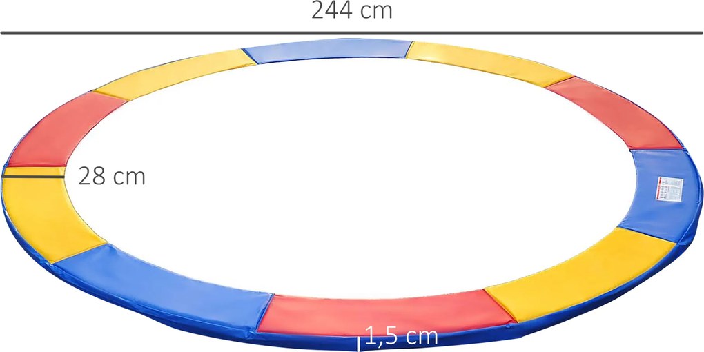 Outsunny Osłona Sprężyn do Trampoliny 244cm Wielokolorowa Bezpieczeństwo i Ochrona | Aosom PL