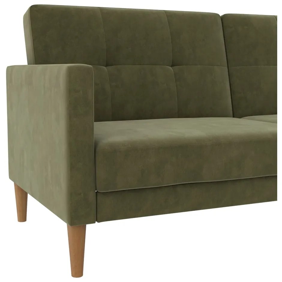 Zielona aksamitna rozkładana sofa 207 cm Lilly – Støraa