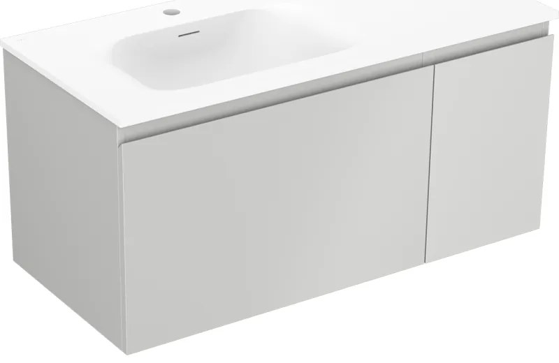 Mexen Orio szafka łazienkowa 100 cm z umywalką Vela lewą, 1S, 1D, szara mat/biała mat - 91A13-10047-3-BBFF62-W23L01