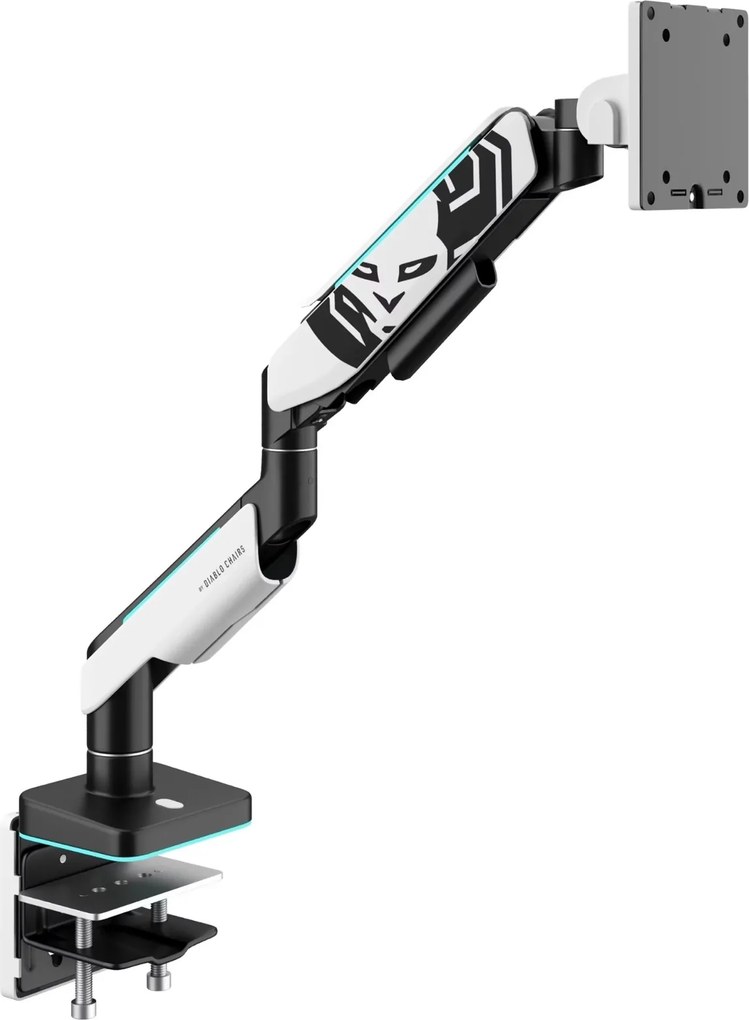 Uchwyt regulowany na monitor 49 cali LED RGB Diablo X-Arm, biało-czarny