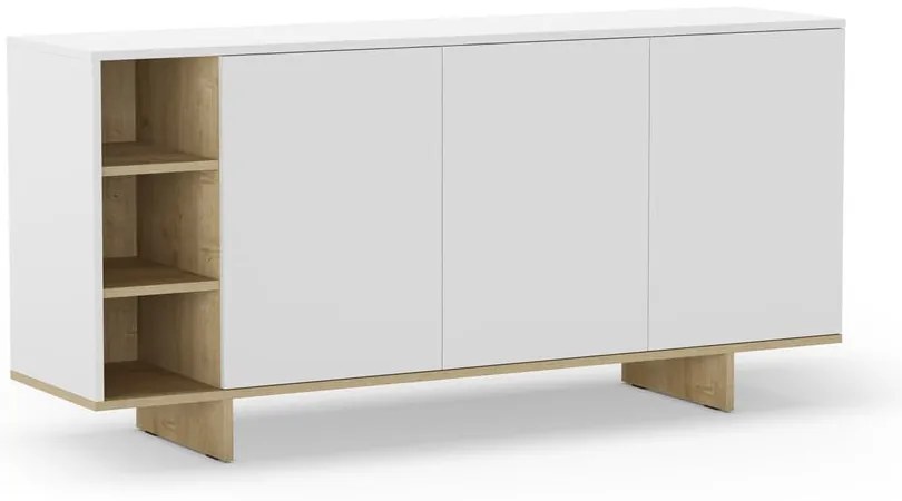 Biała niska komoda w dekorze dębu 170x80 cm Cequoia – Marckeric