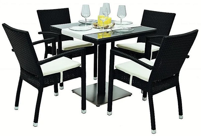 Zestaw rattanowy ogrodowy GINA 1+4 (czarny)