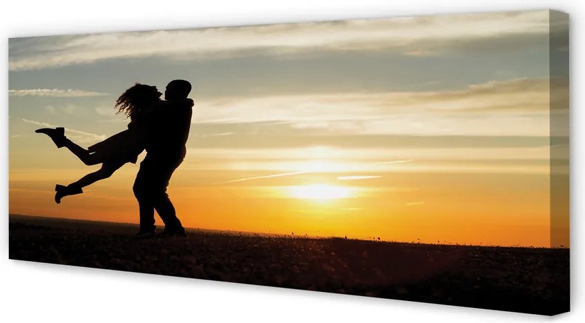 Duży obraz na płótnie Ludzie i Chmury o Zachodzie