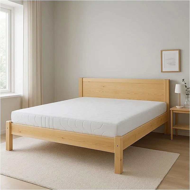 Łóżko 120x200 drewniane Classic tył równy, sosnowe