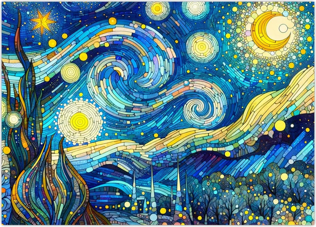 Obraz na szkle – Mozaika gwiaździstej nocy (70x50 cm)