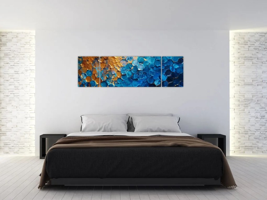 Obraz - Niebiesko-złoty obraz (170x50 cm)