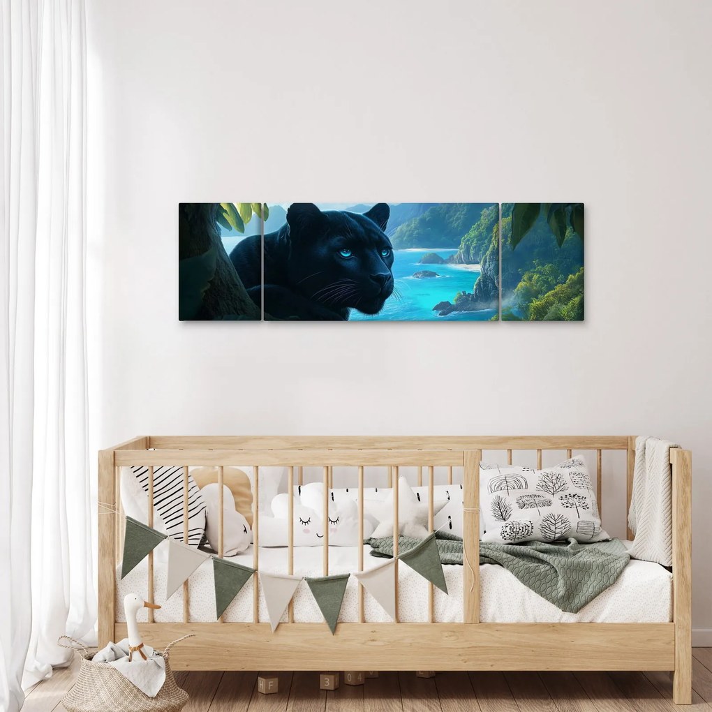 Obraz - Czarny panter w dżungli (170x50 cm)