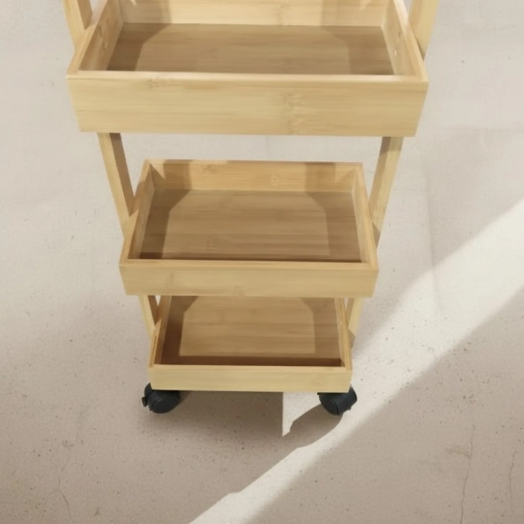 Wąski regał bambusowy, 4 koszyki VINK, 90 cm