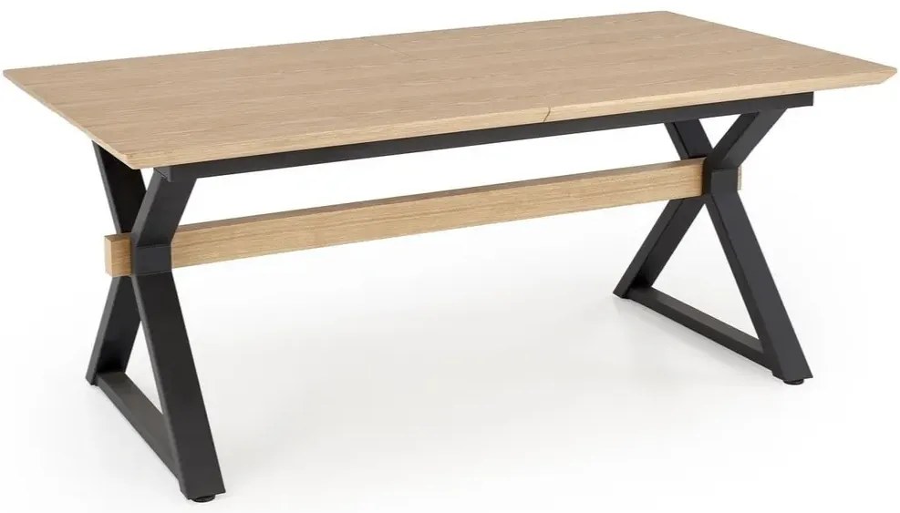 Stół rozkładany HENRY 180(300)x100 dąb naturalny/czarny HALMAR