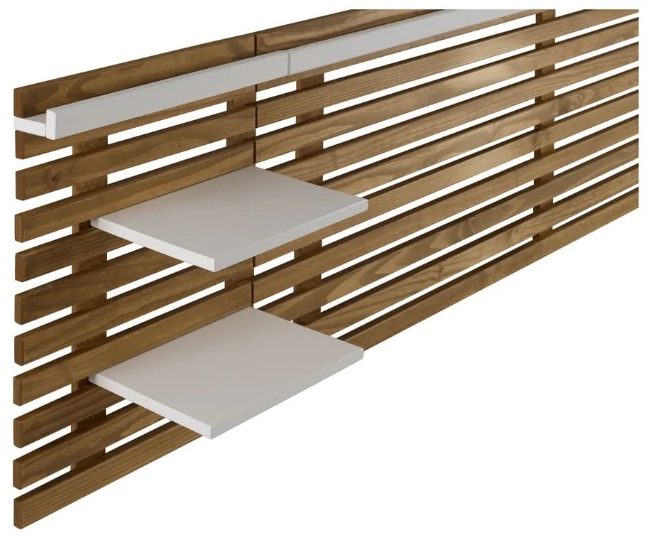 Zagłówek z drewna sosnowego z białymi elementami 240x62 cm Nidra – Marckeric
