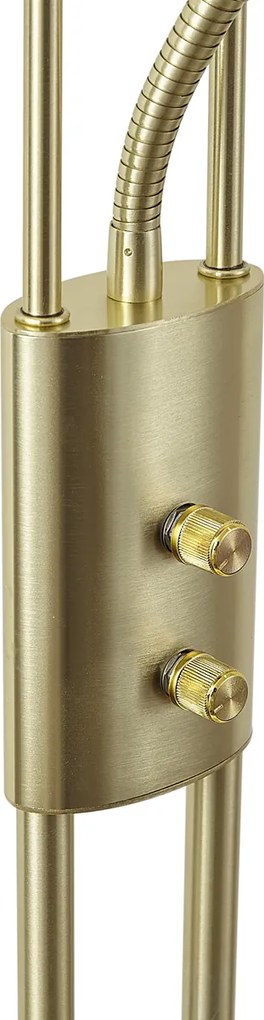 Nowoczesna lampa stojąca złota z ramieniem do czytania, w tym LED i ściemniacz - Divo