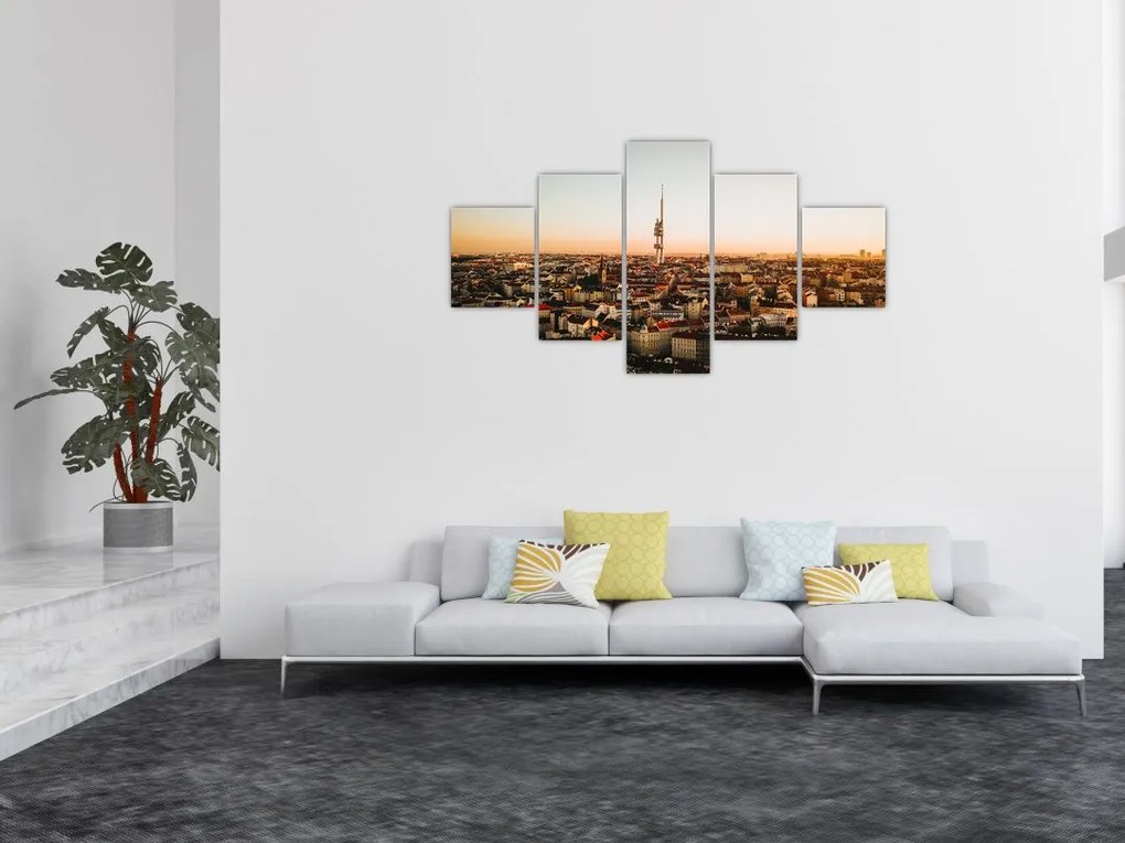 Obraz zachodu słońca nad Žižkov (125x70 cm)