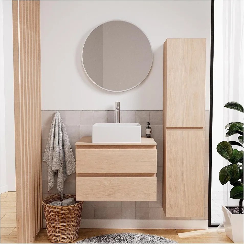 Zestaw umywalkowy 60 cm + umywalka + bateria + lustro + kolumna SORRENTO