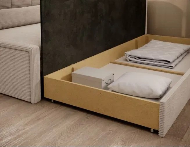 Sofa rozkładana z funkcją spania FULGEO beżowa prawa ELTAP