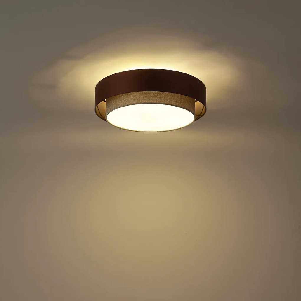 Nowoczesna lampa sufitowa ciemny brąz z taupe 50 cm 3-źródła światła - Drum Duo