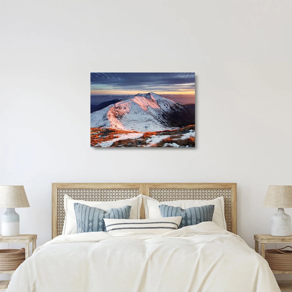 Obraz na szkle - Zimowa panorama górska II. (70x50 cm)