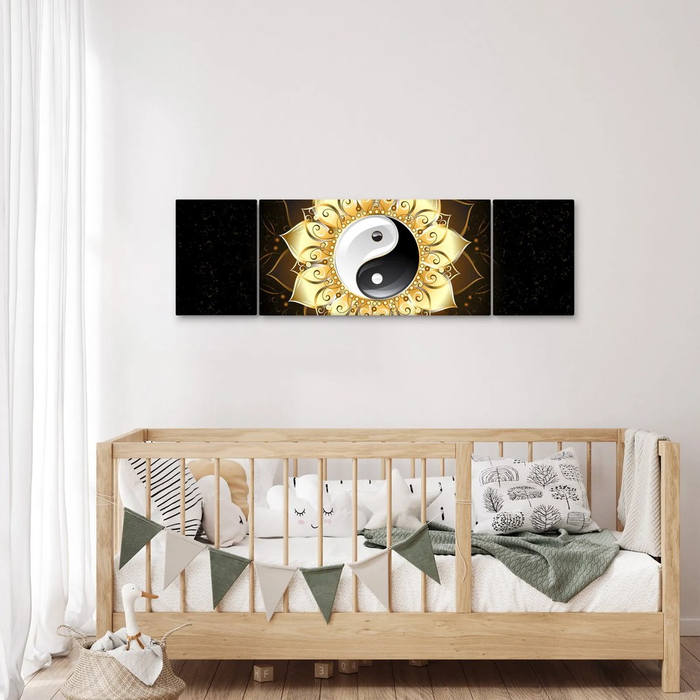 Obraz - Złoty Yin-Yang (170x50 cm)