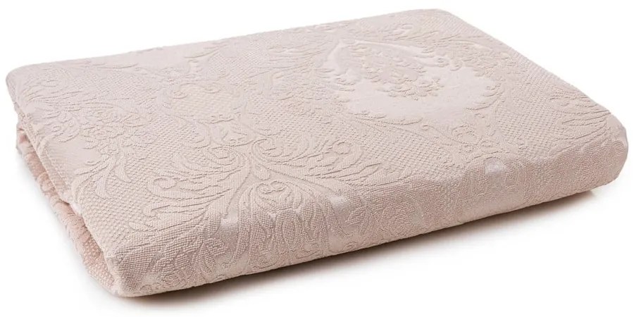 Beżowy adamaszkowy zestaw narzuty na łóżko i poszewki na poduszkę 240x260 cm Beste – Mijolnir