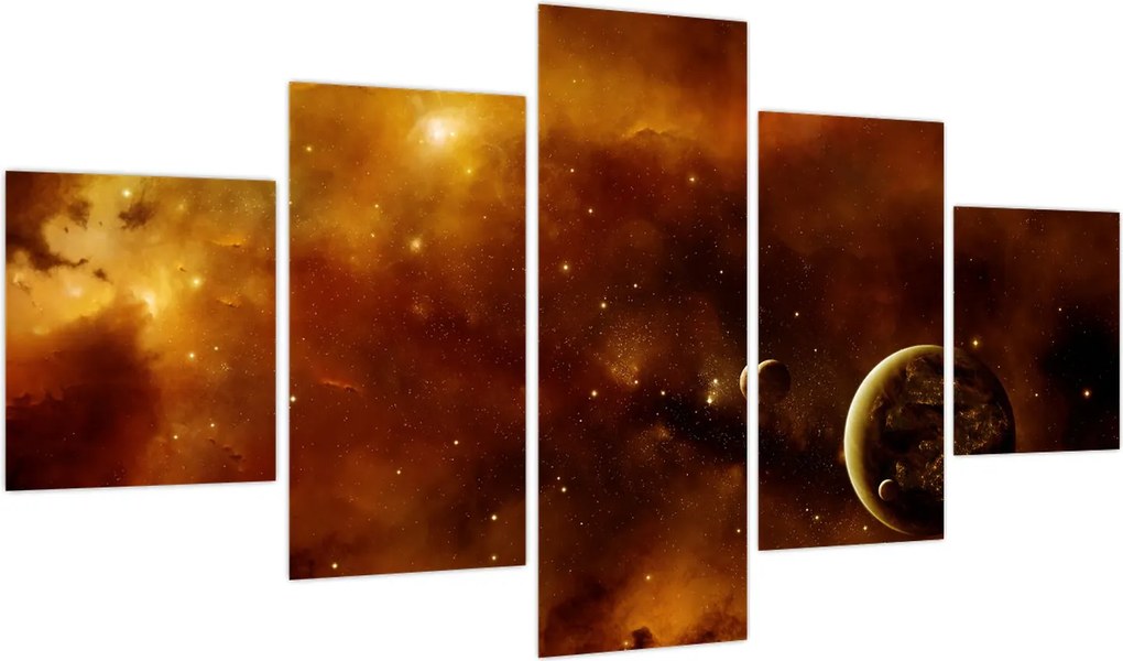 Obraz - Planety z mgławicą (125x70 cm)