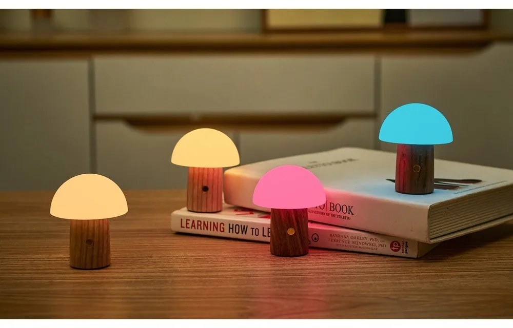 Biała/w ciemnym naturalnym kolorze lampa stołowa LED (wysokość 7 cm) Alice Mushroom – Gingko