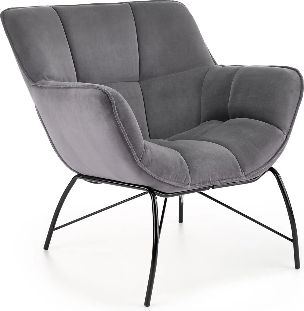 Pikowany fotel do salonu z tkaniny aksamitnej Belton