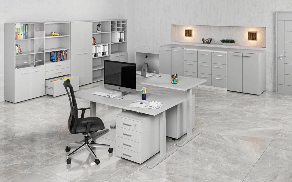 Szafa biurowa pół-drzwi PRIMO GRAY, 800 x 500 x 1781 mm, szary