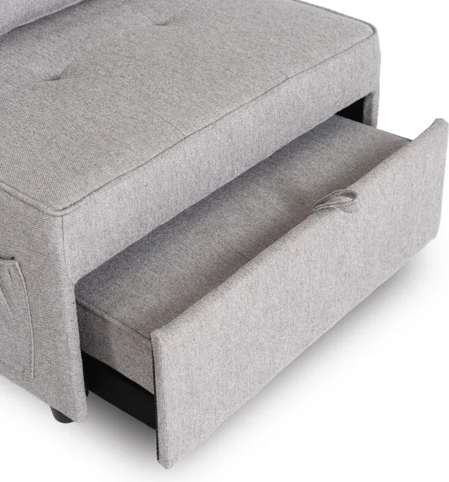 Fotel Wypoczynkowy Rozkładany IBERIS 67 cm Szary Tapicerowany Nowoczesny