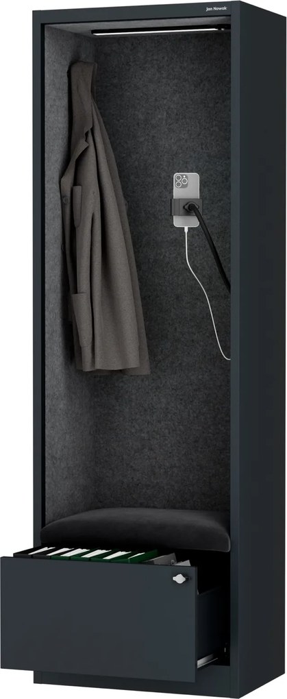 Kabina akustyczna z siedziskiem Sally MentalBox, 60 x 40 x 185 cm, antracyt/ciemnoszary