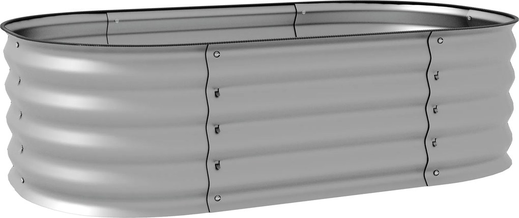Outsunny Hochbeet Donica Warzywna, modularne łóżko wysokie, zabezpieczone krawędzie, design bez dna,  105 x 62 x 30 cm, Srebrny