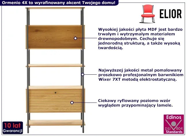 Industrialny wysoki regał na nóżkach Graston 4X