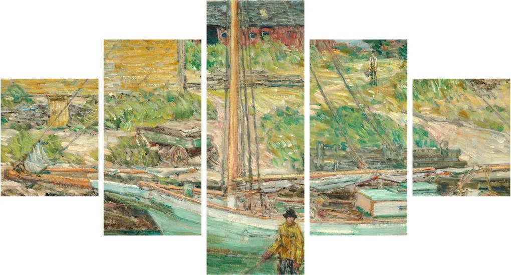 Obraz - Childe Hassam, Oyster Sloop, Cos Cob, reprodukcje (125x70 cm)