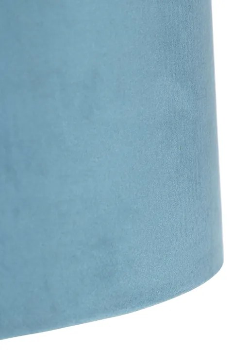 Lampa wisząca czarna z niebieskim aksamitnym kloszem ze złotem 35 cm - Blitz klasyczny/Antyczny Oswietlenie wewnetrzne
