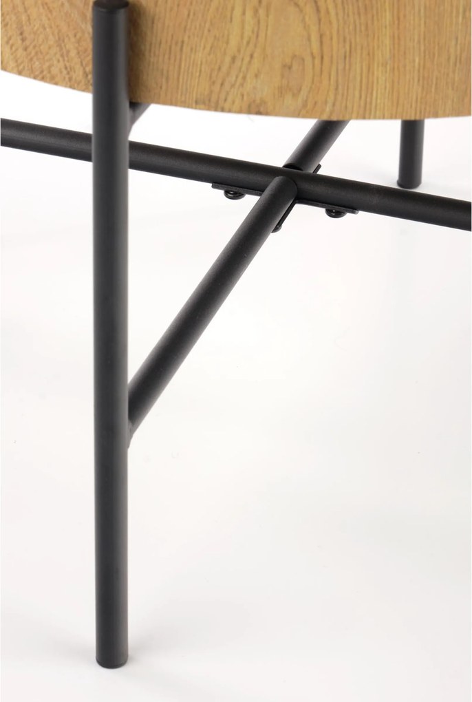 Stolik kawowy okrągły Liviano 45 cm z metalowymi nogami - dąb naturalny / czarny