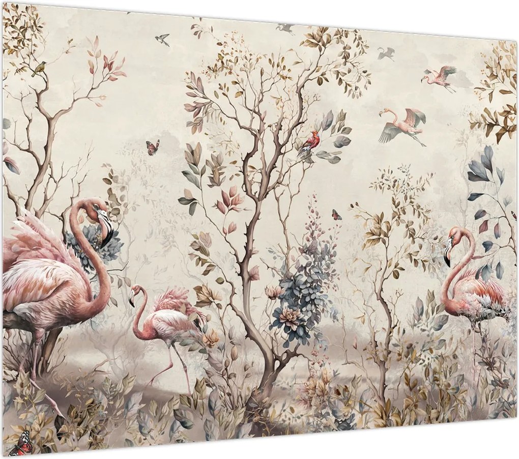 Obraz - Rysunek flamingów (70x50 cm)