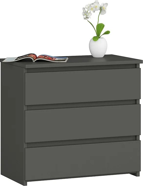 Szafka nocna AKORD CL3 Grafit Szary 60 cm 3 szuflady kolor Grafit Szary mat 60x35x57 cm