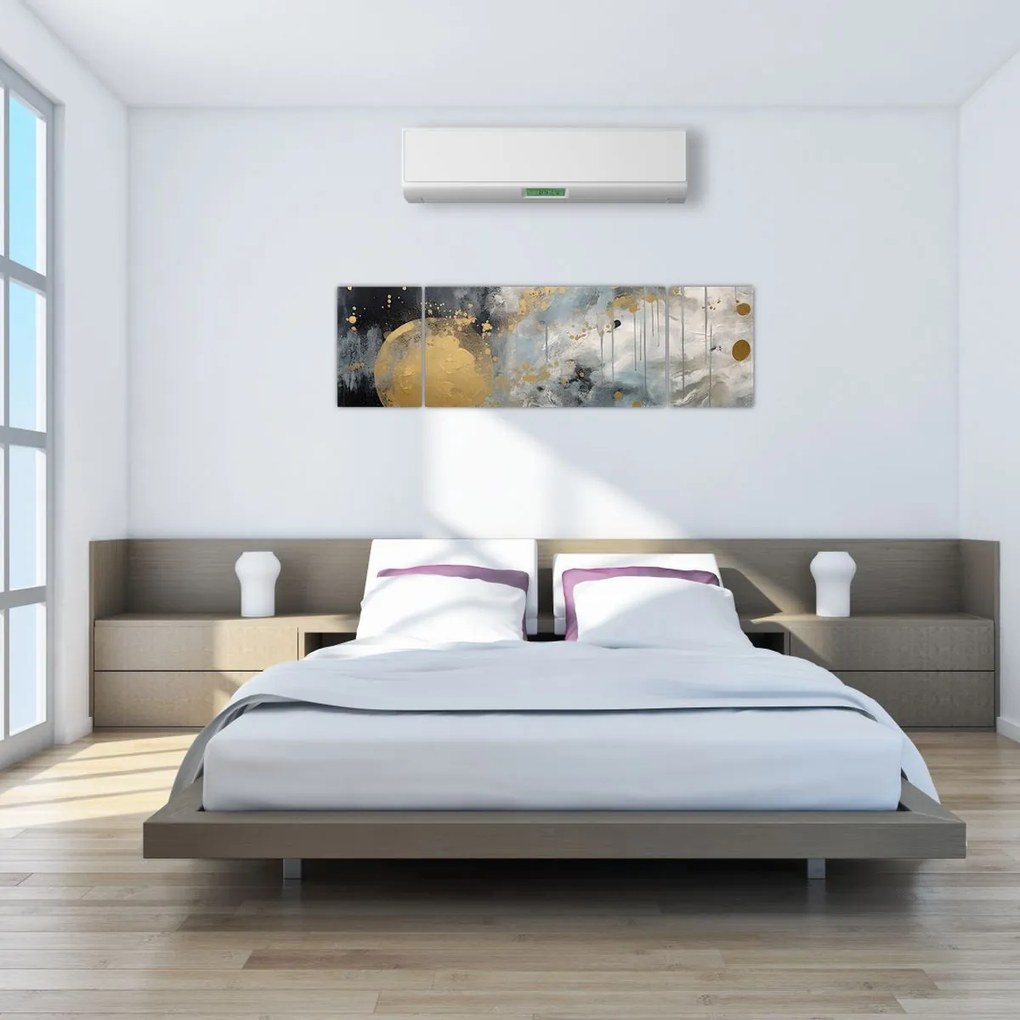 Obraz - Abstrakcja ze złotą kulą (170x50 cm)