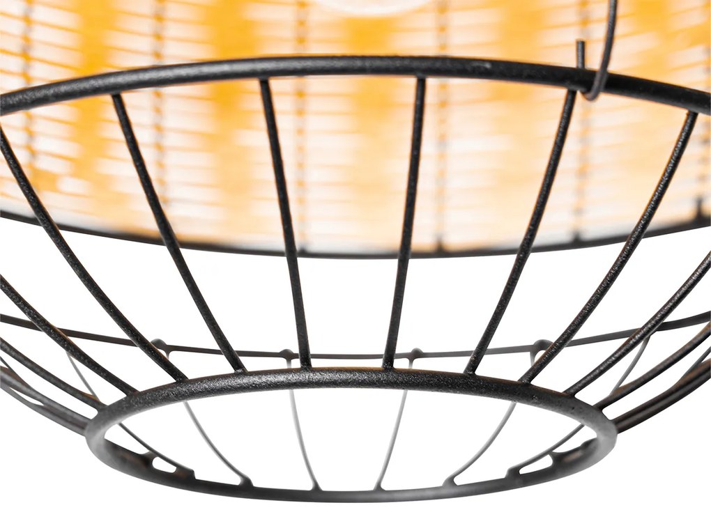 Orientalna lampa sufitowa czarna z rattanu 25 cm - EmirKolonialny Oswietlenie wewnetrzne